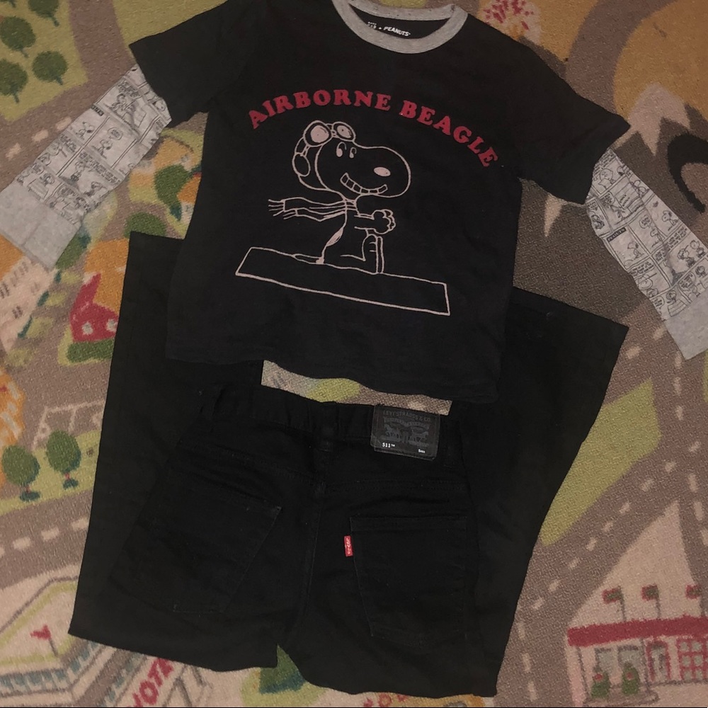 Boys Levi Jeans Snoopy Shirt Lot Size 4-5